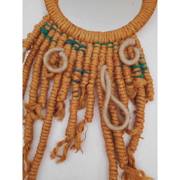 French mirror 1960 1970 macrame rope wood vintage old countryside chic boho and - Picture 4 of 10